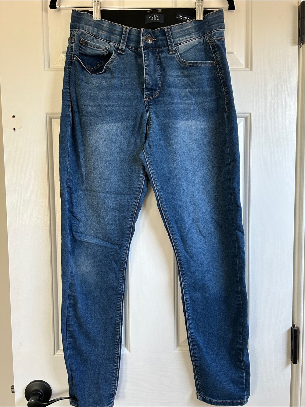 Curve Denim Skinny Jeans in Medium Blue Wash